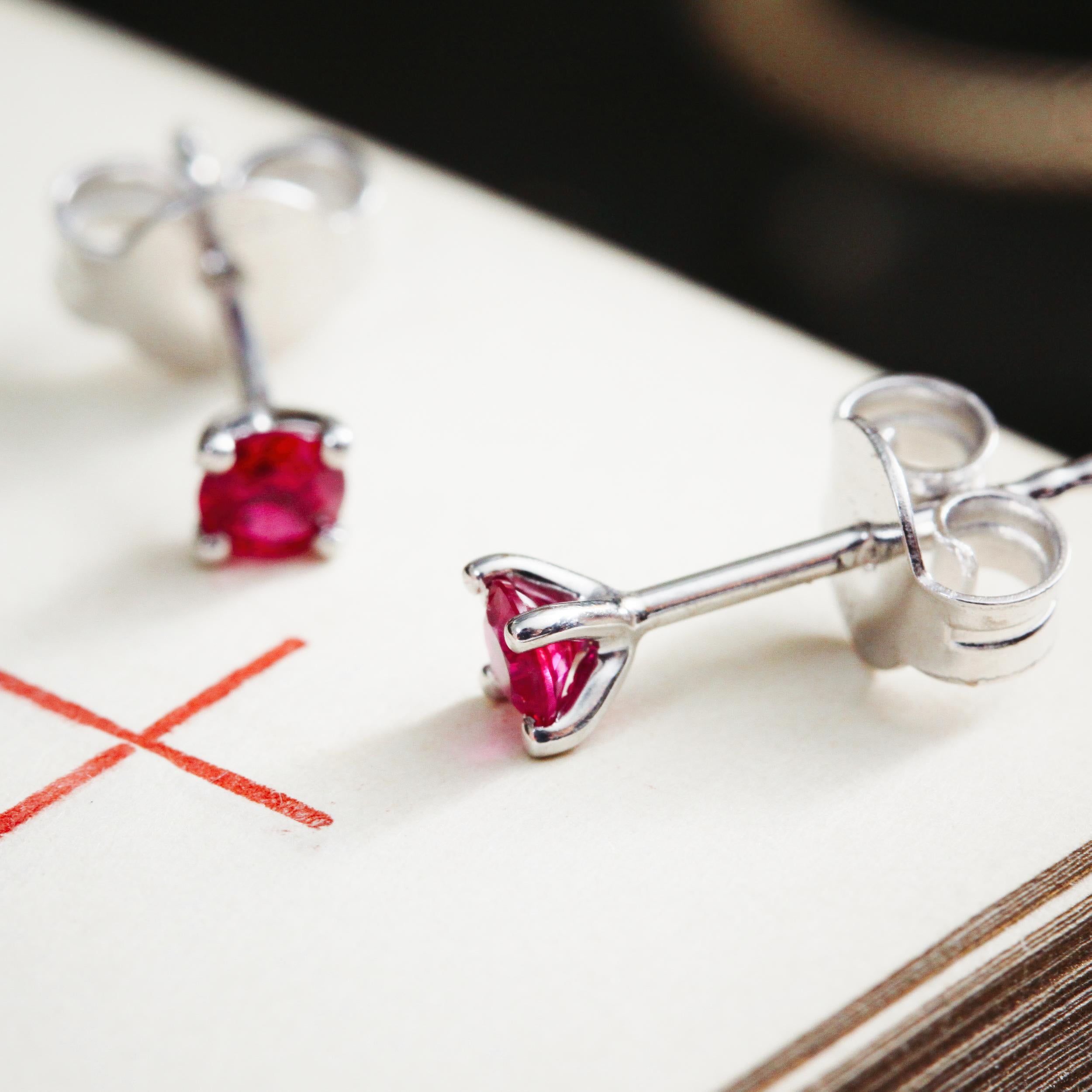 Sterling silver ruby hot sale stud earrings