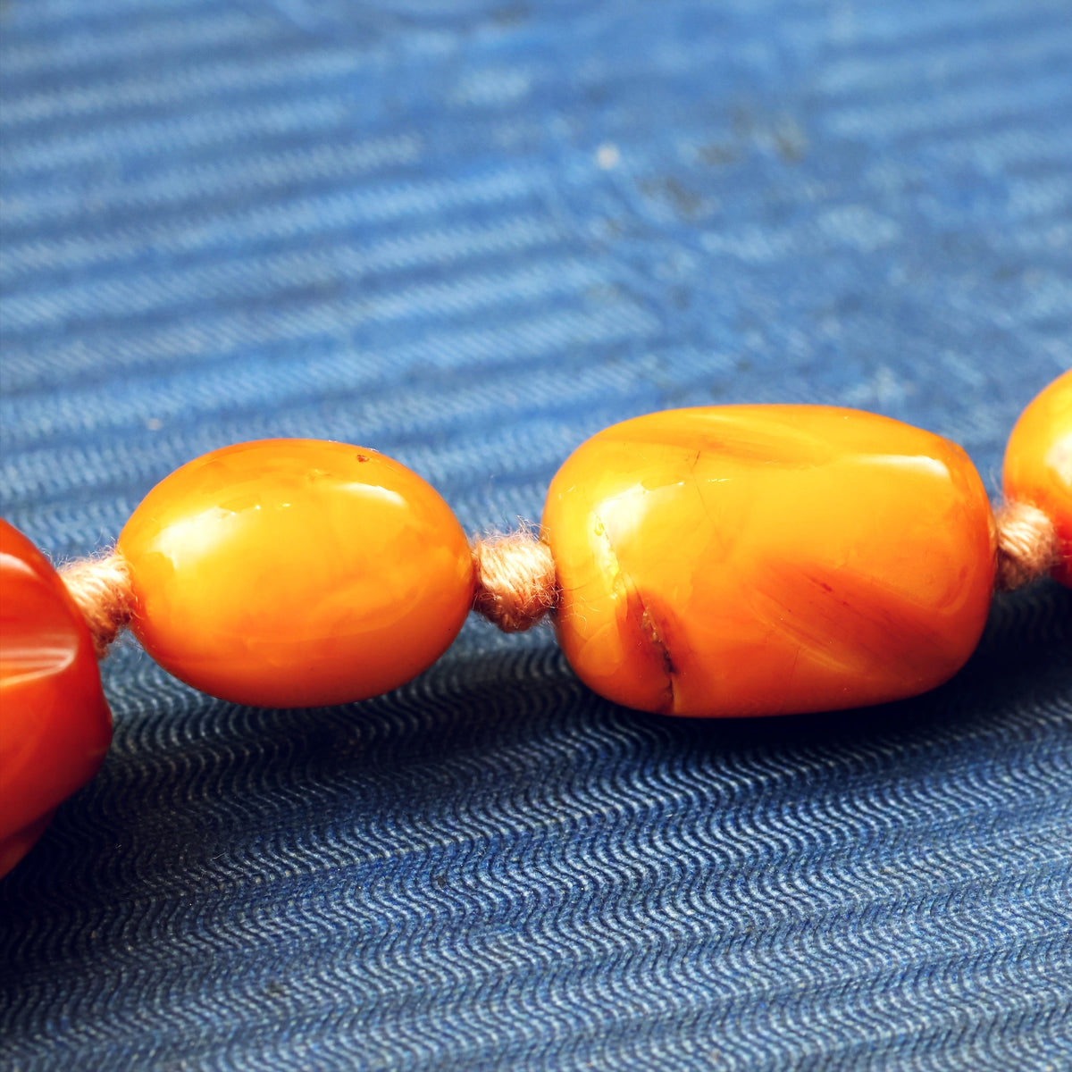 Antique 1920's Art Deco Carved Amber Necklace