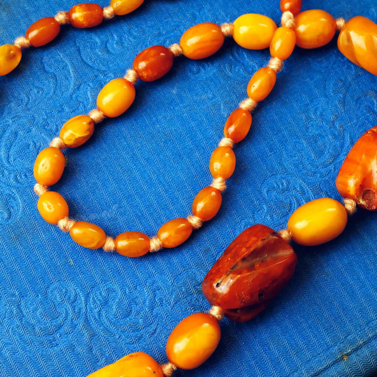 Antique 1920's Art Deco Carved Amber Necklace