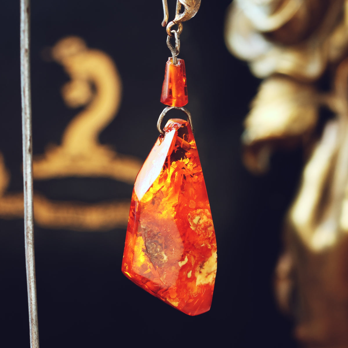 Quintessential 1960's Baltic Amber Drop Earrings