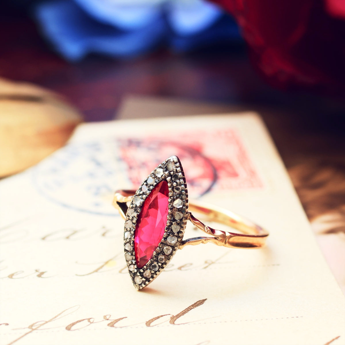 Vintage Ruby & Rose Cut Diamond Dress Ring