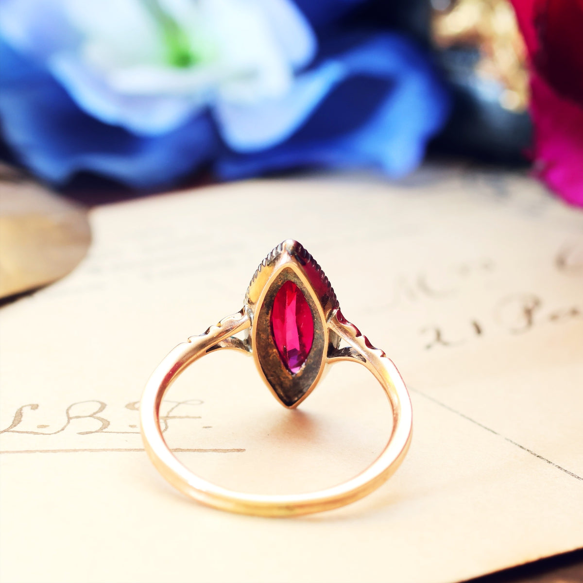 Vintage Ruby & Rose Cut Diamond Dress Ring