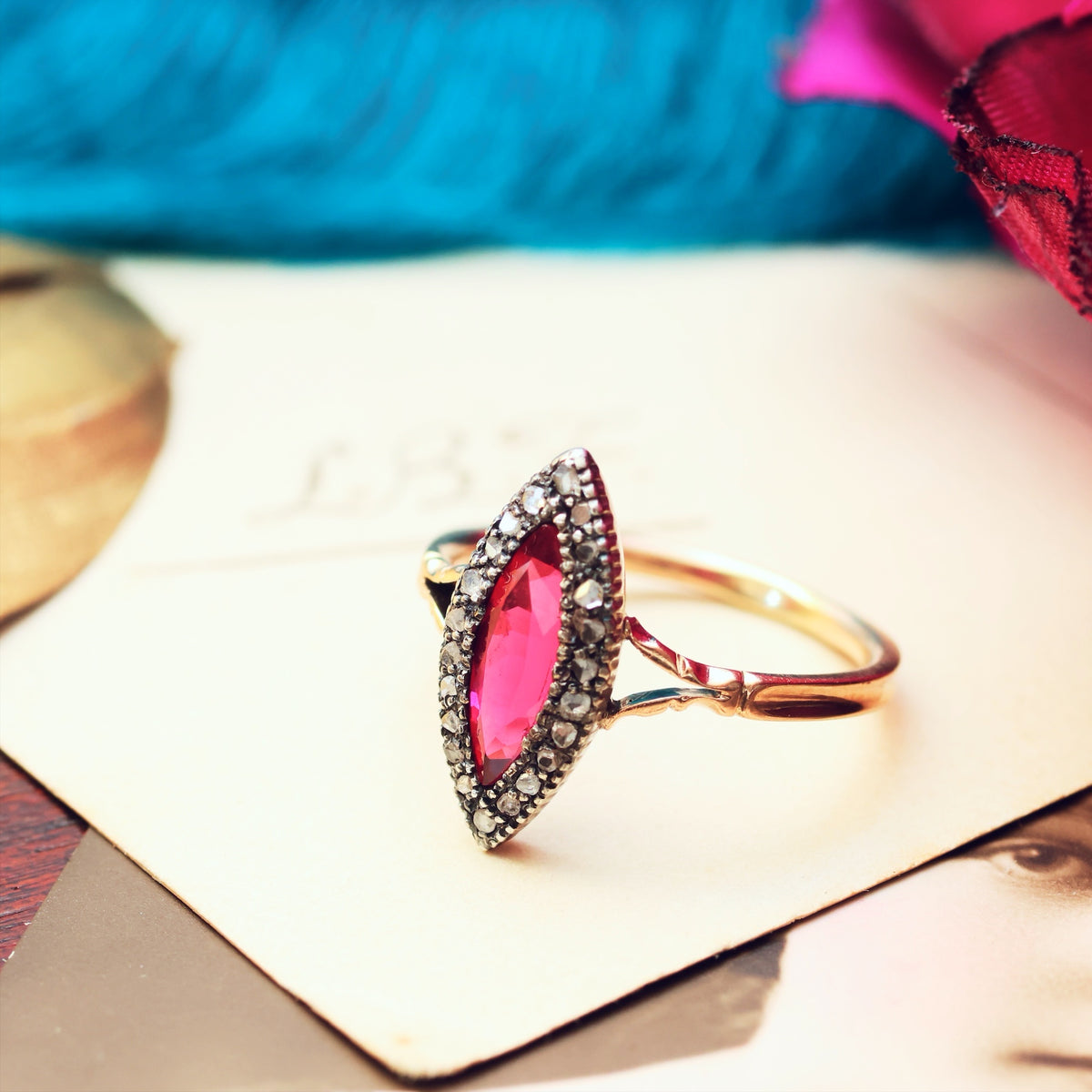 Vintage Ruby & Rose Cut Diamond Dress Ring