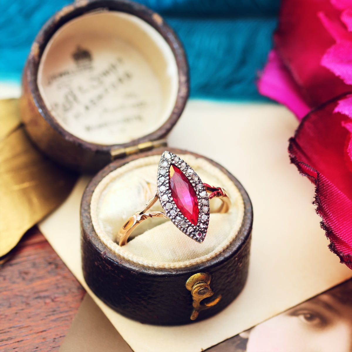 Vintage Ruby & Rose Cut Diamond Dress Ring