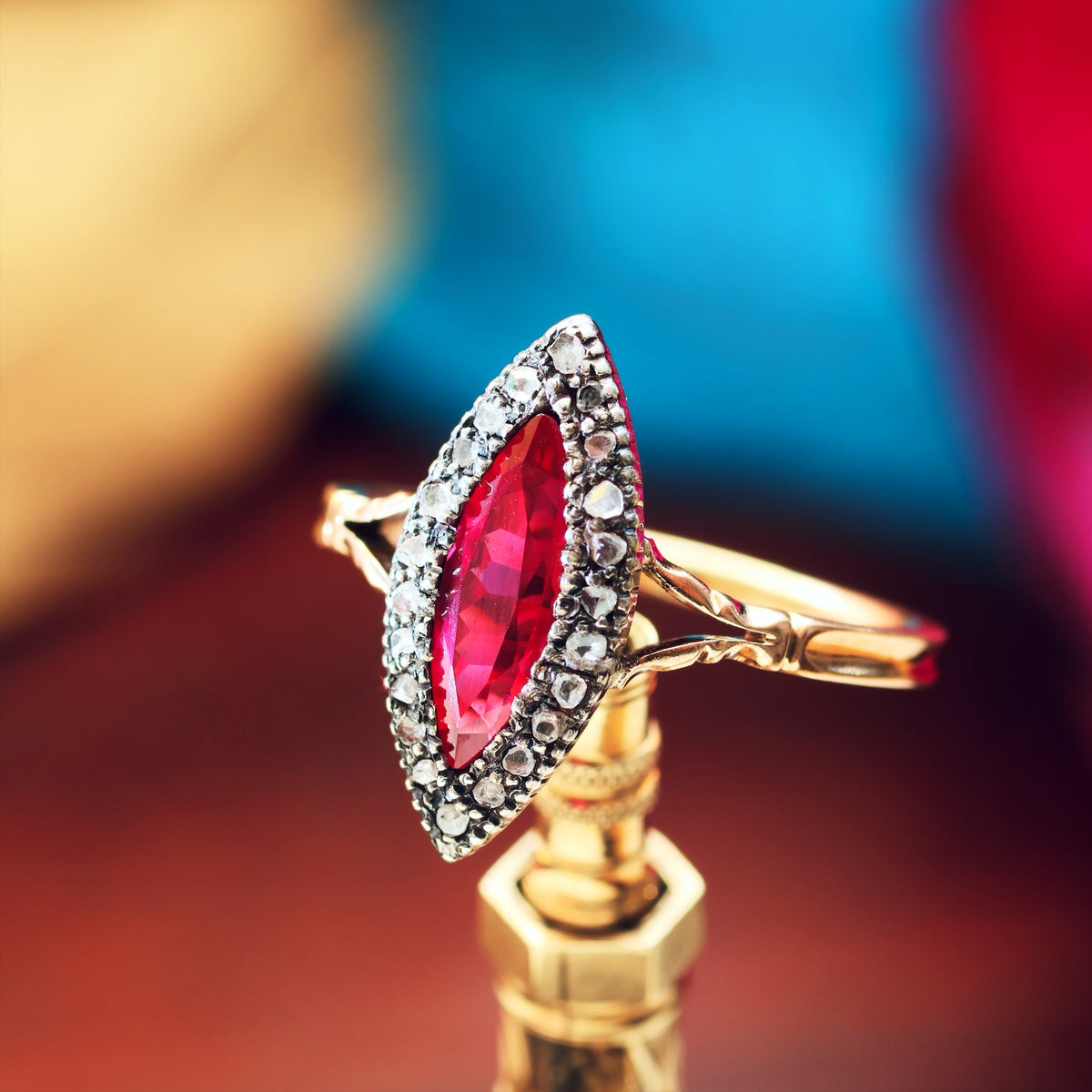 Vintage Ruby & Rose Cut Diamond Dress Ring