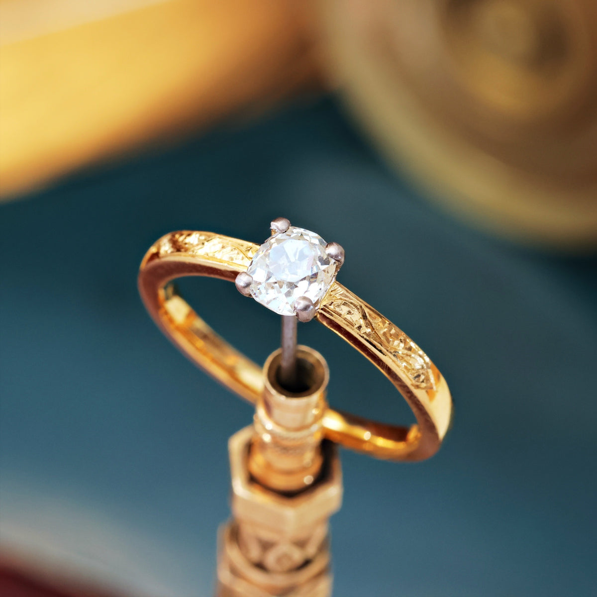 Recycled Antique Cushion-Cut Diamond Engagement Ring