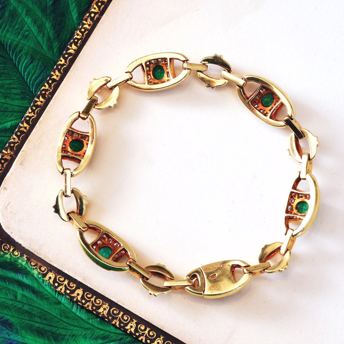 18ct Gold Garrard Emerald and Diamond Bracelet