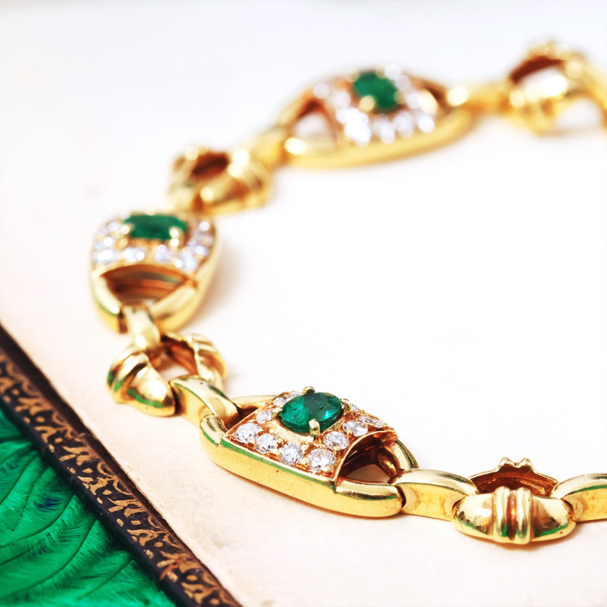 Sublime Quality Vintage Emerald & Diamond Bracelet