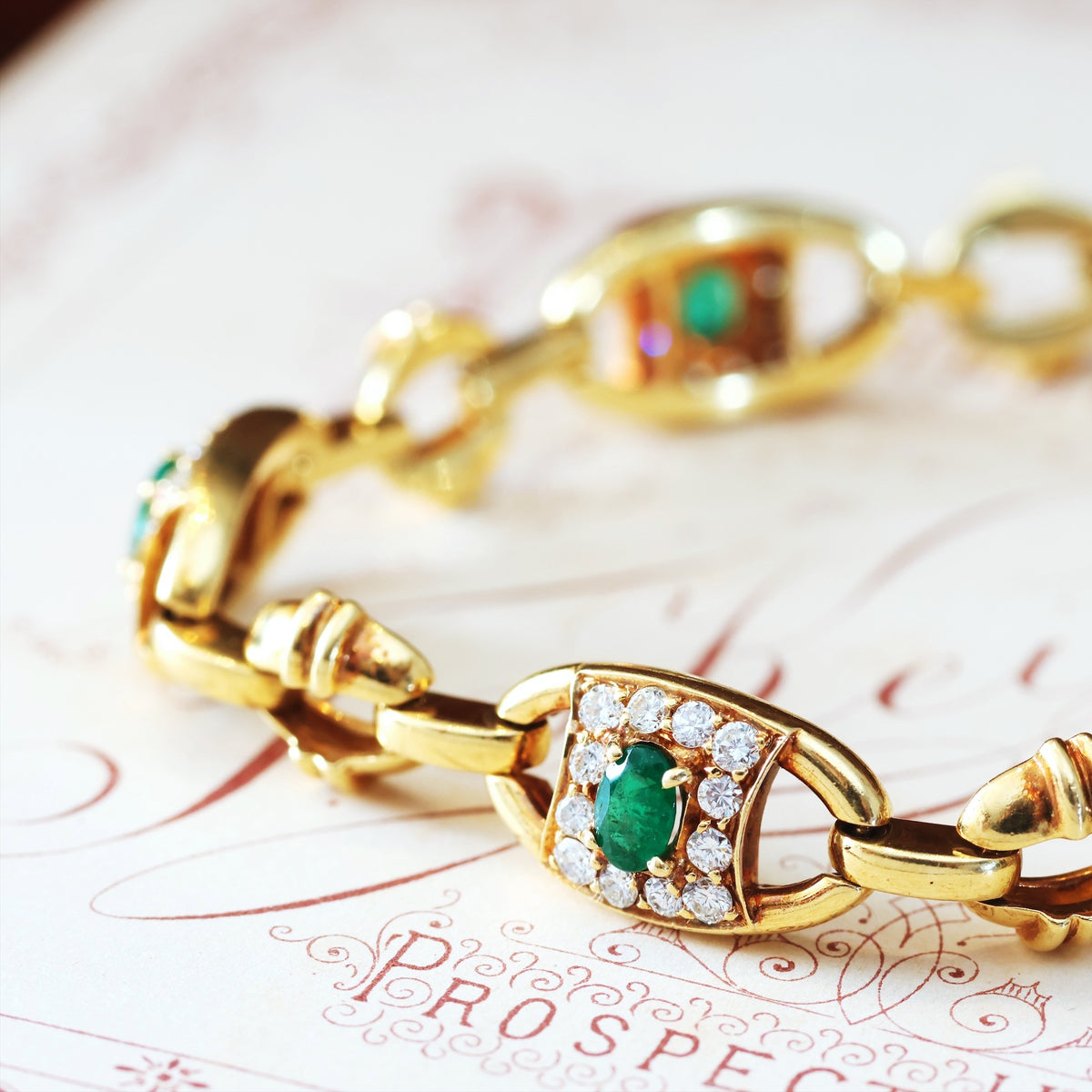 Sublime Quality Vintage Emerald & Diamond Bracelet