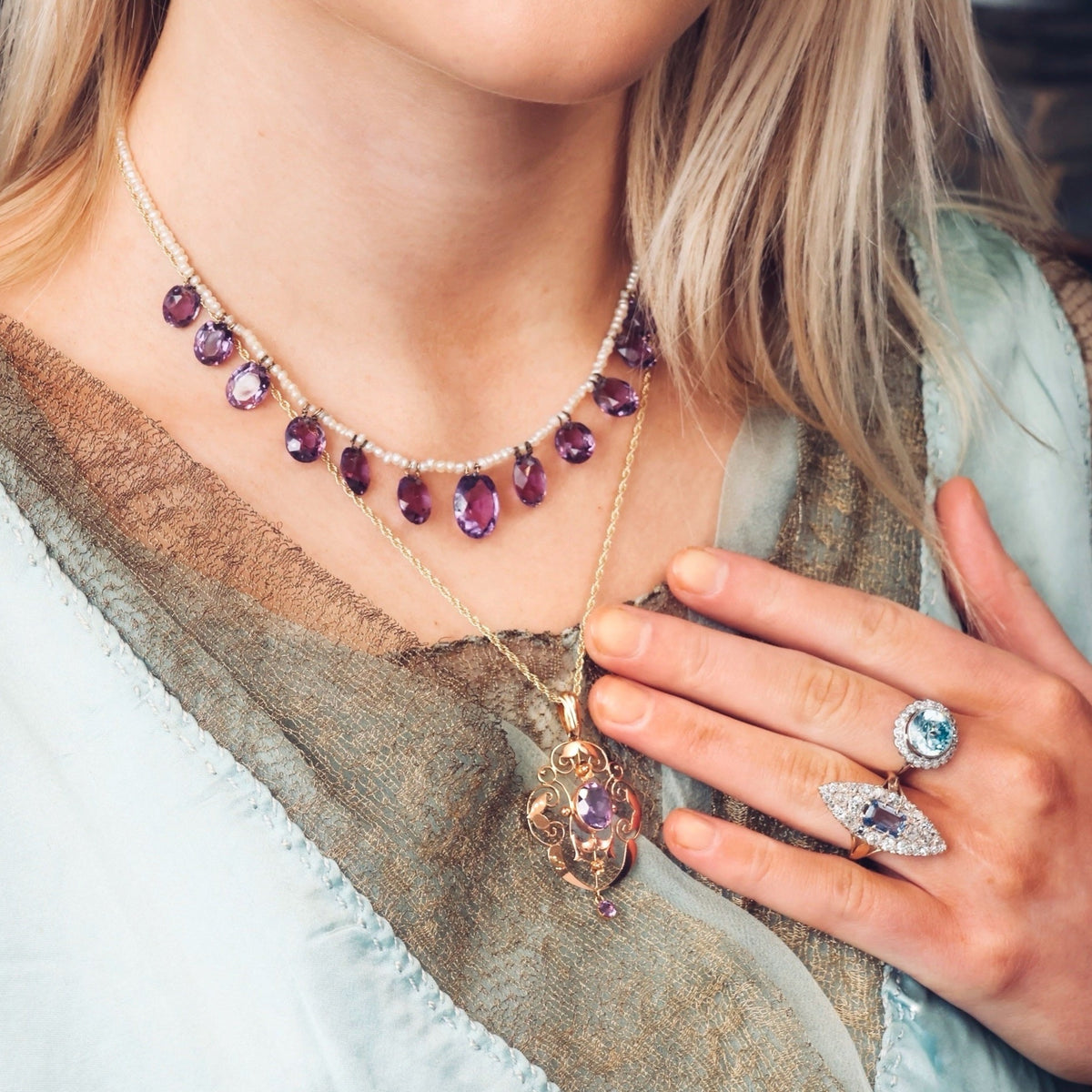 Harmonious Antique Edwardian Amethyst Pendant