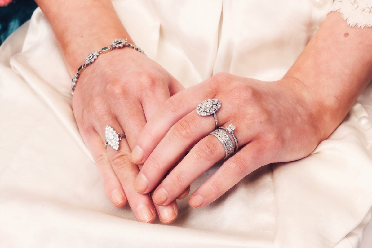 Fine Lovely! Vintage Platinum Marquise Diamond Cluster Ring