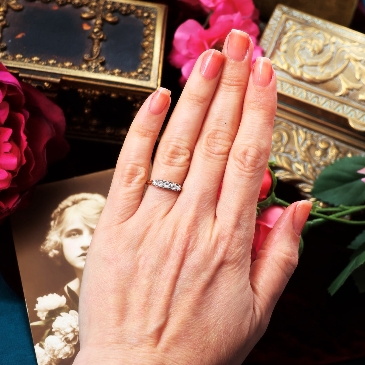 Antique Victorian Diamond Half Hoop Engagement Ring