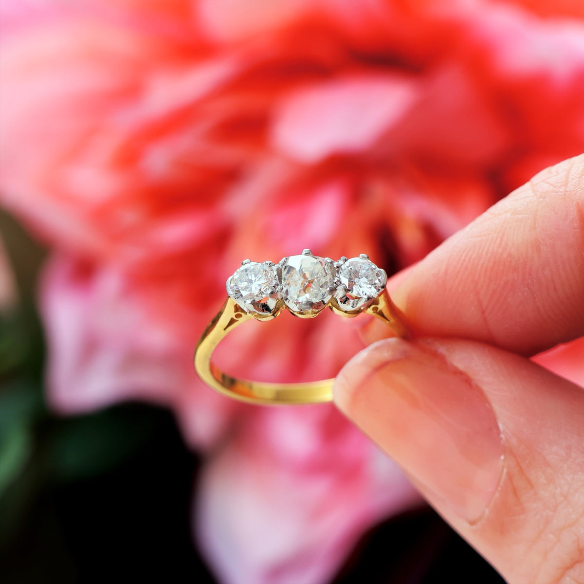 Oh Happy Love! Vintage Diamond Trilogy Engagement Ring