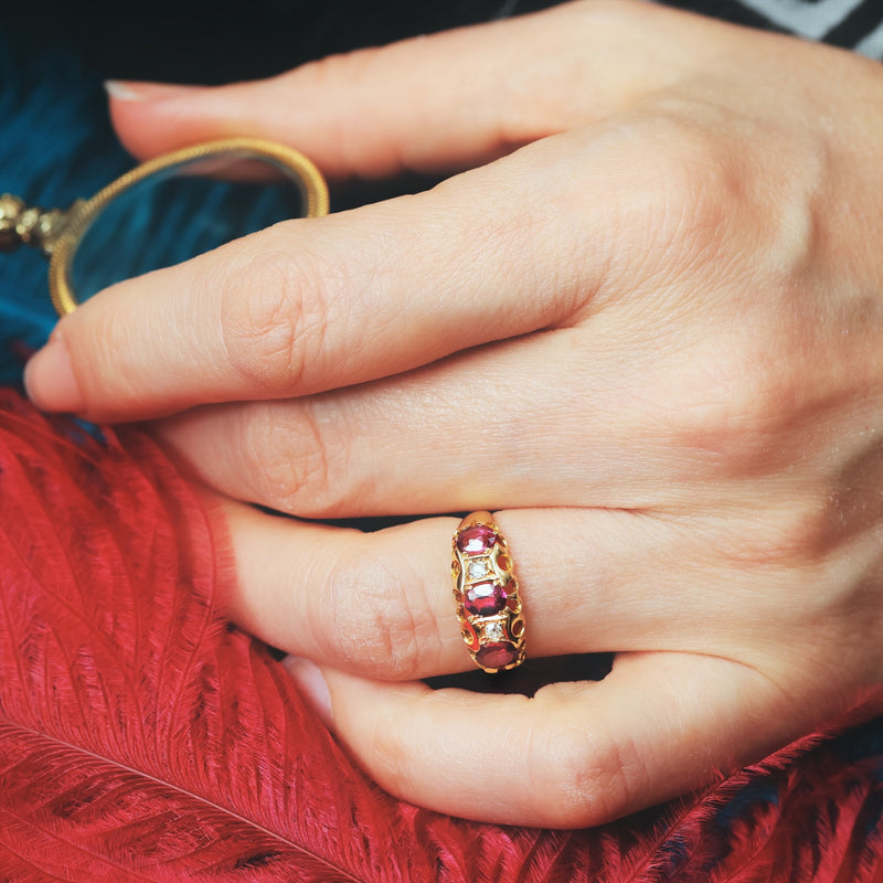 Antique Pink Tourmaline and Diamond Ring