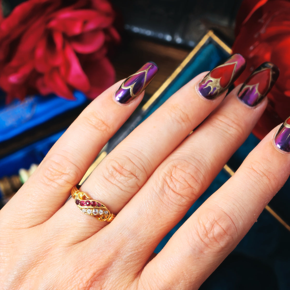 Romantic Date 1892 Ruby & Diamond Band Ring