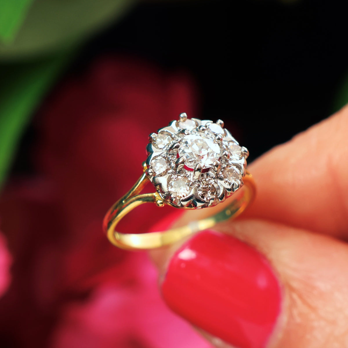 Awesome Loveliness! Vintage Diamond Cluster Engagement Ring