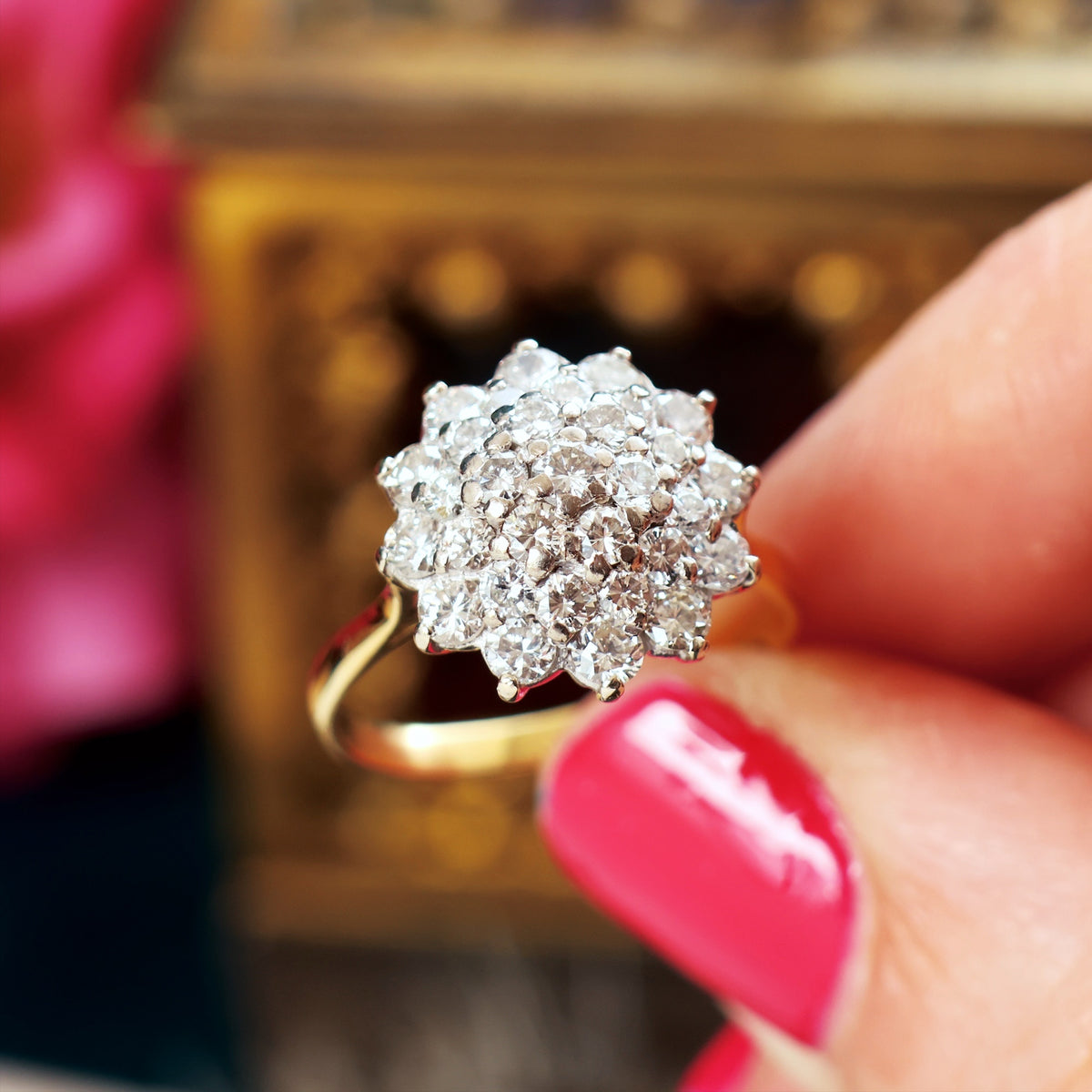 Dizzying Vintage Diamond Glitterball Cluster Cocktail Ring