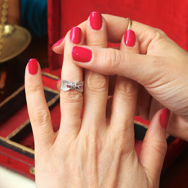 Vintage 1960's Arezzo Ruby & Diamond Cocktail Ring