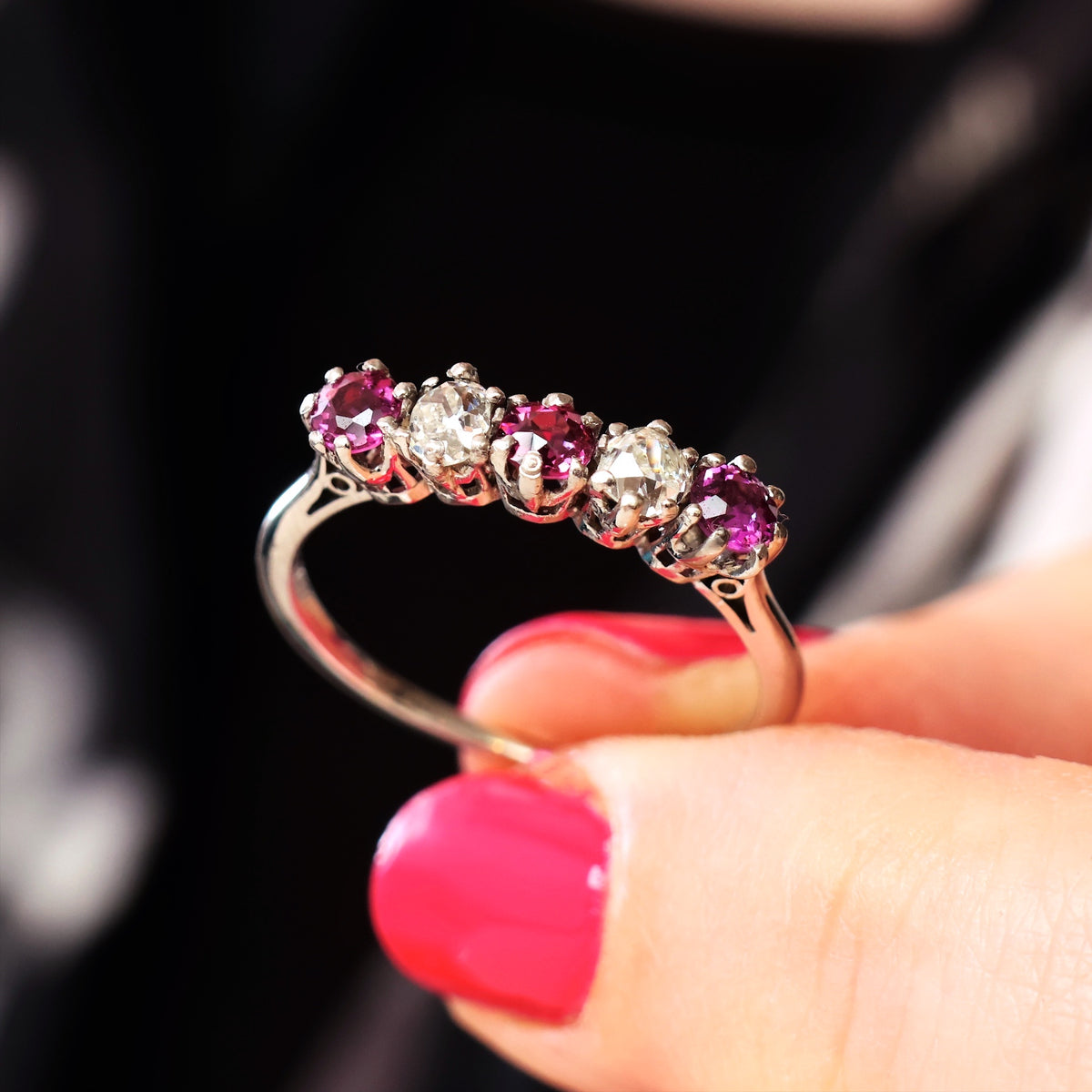 Pretty Pink Tourmaline & Recycled Old Cut Diamond Ring