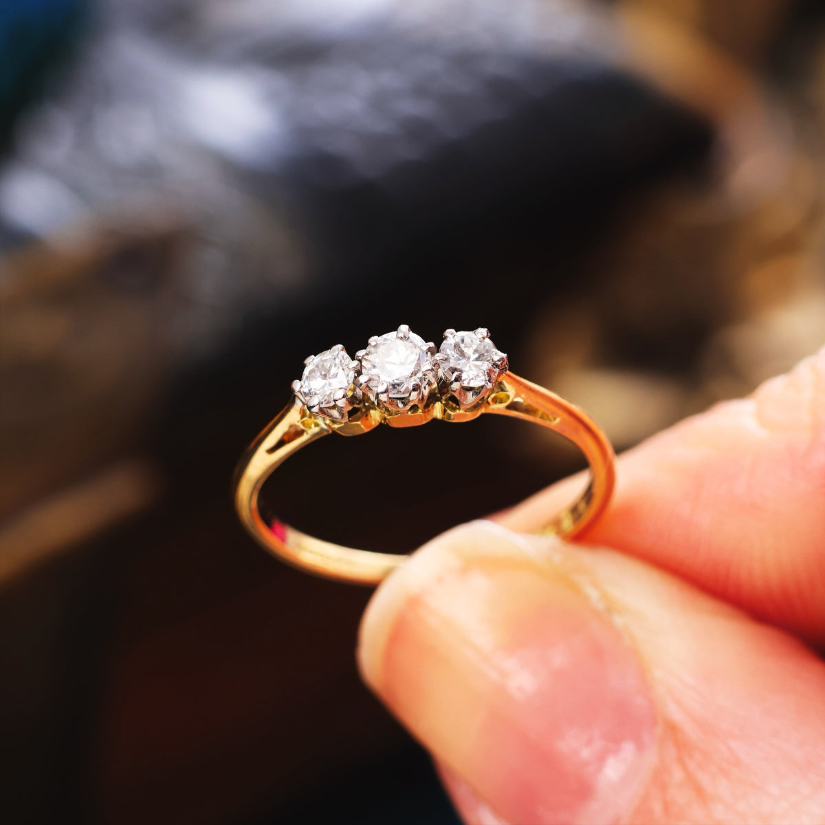 Vintage 1920's Diamond Trilogy Engagement Ring