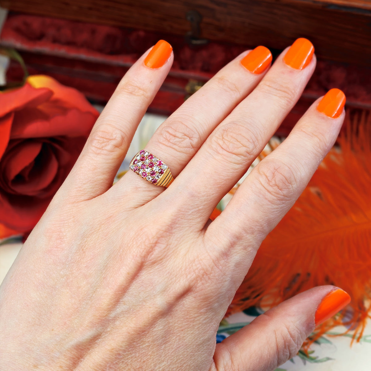 Edwardian Ruby & Diamond 'Chequerboard' Ring