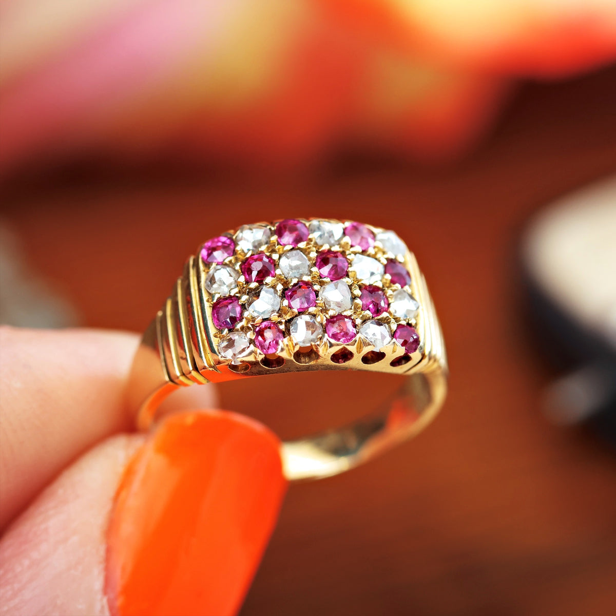 Edwardian Ruby & Diamond 'Chequerboard' Ring