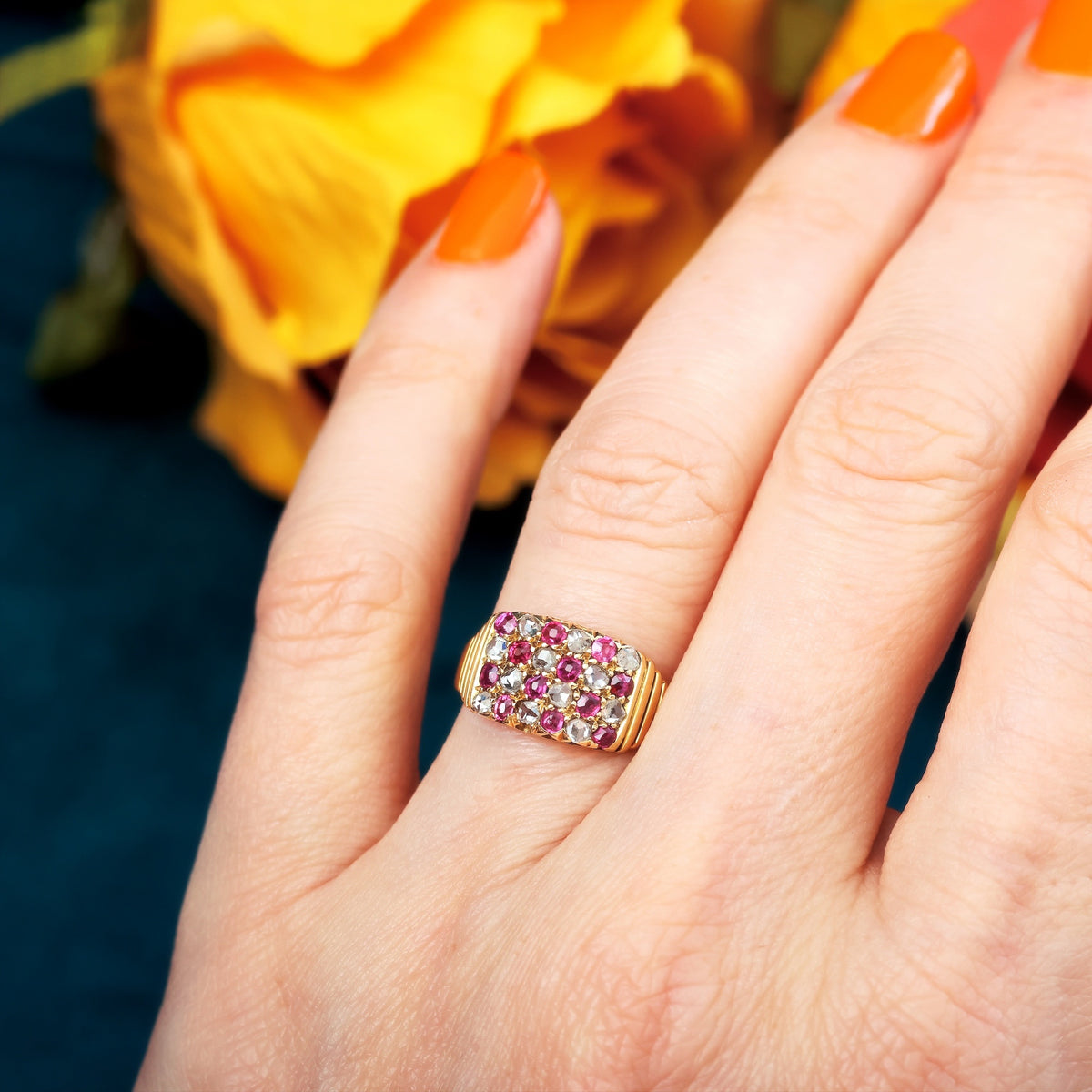 Edwardian Ruby & Diamond 'Chequerboard' Ring