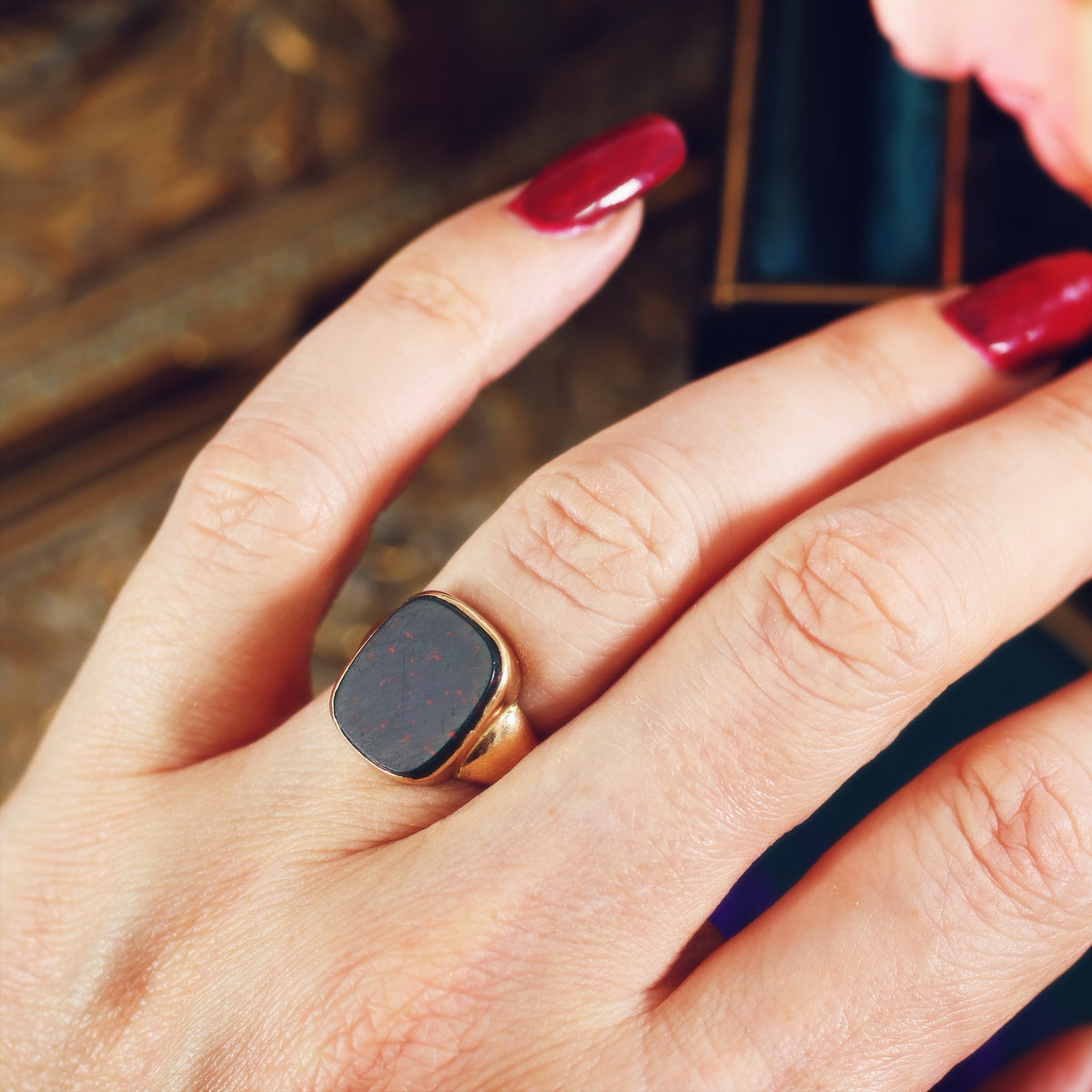 Circa 1870's 15ct Gold Bloodstone Signet Ring