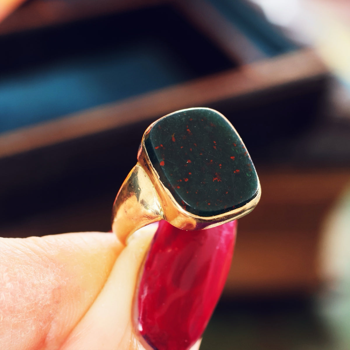 Circa 1870's 15ct Gold Bloodstone Signet Ring