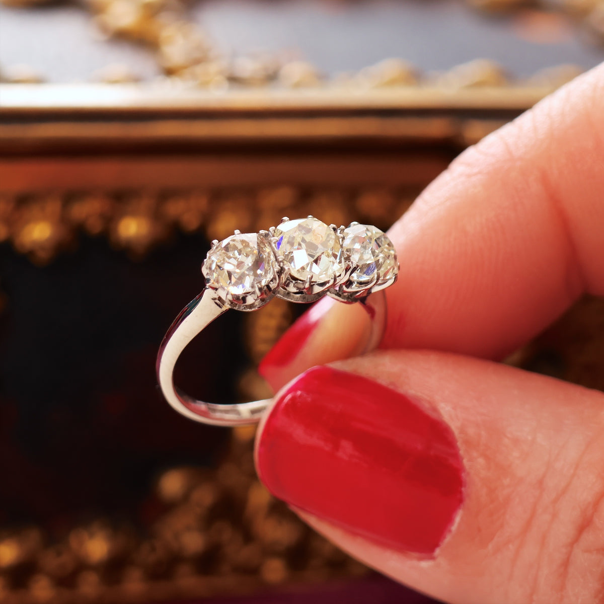 Spellbound! Vintage Hand Cut Diamond Trilogy Ring