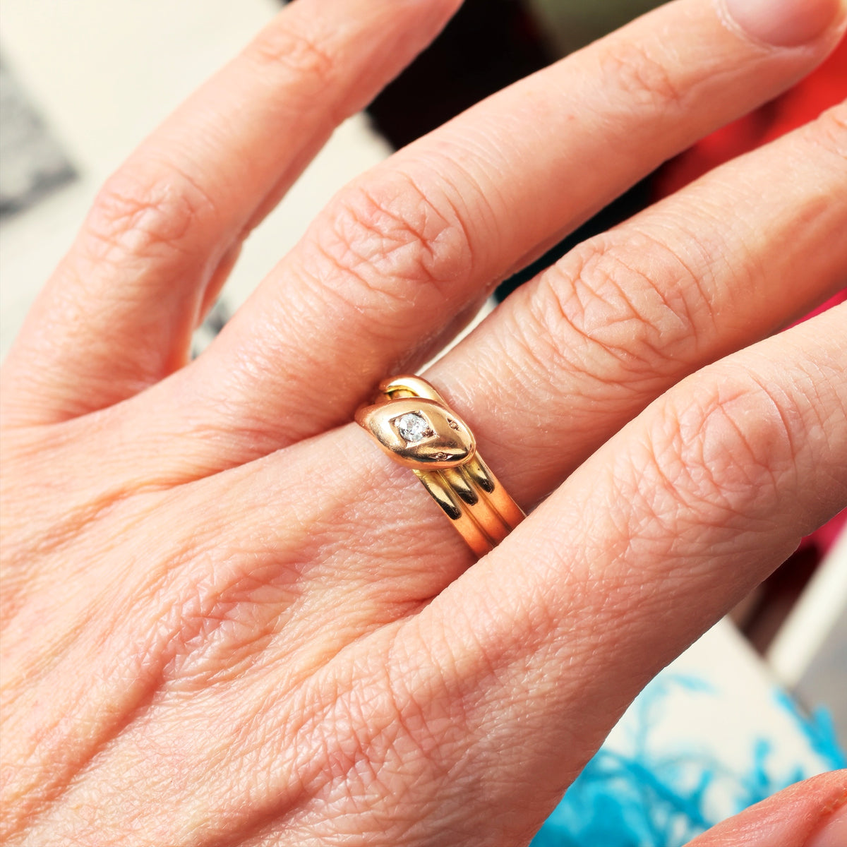 Charming Victorian Coiled Snake Diamond Ring