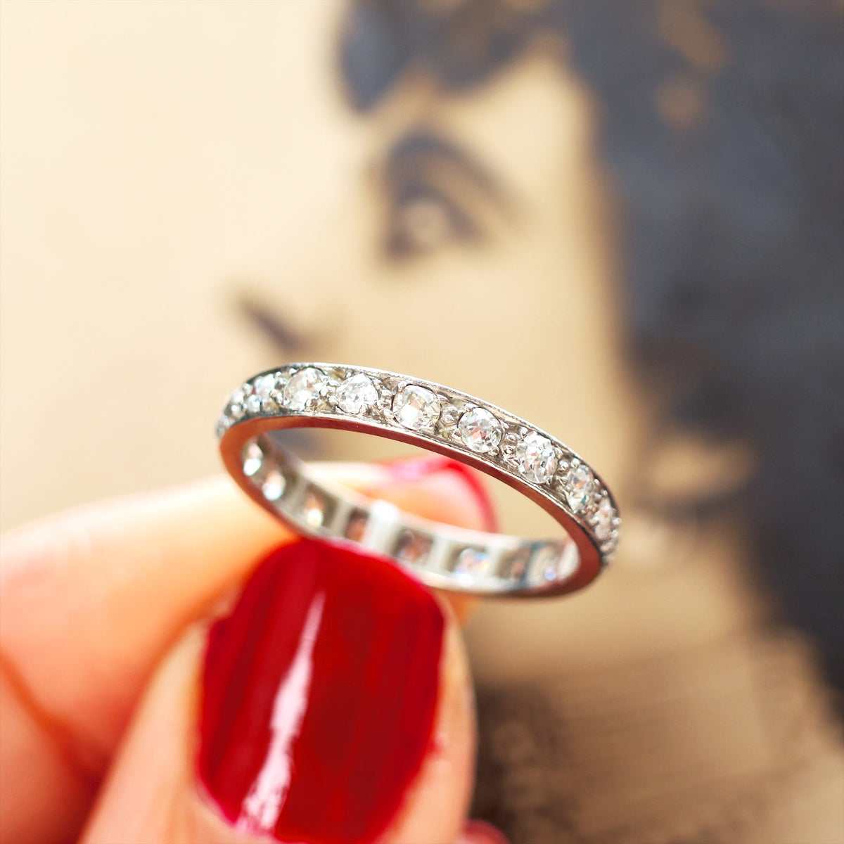 Vintage Size '0'/ '7' One Carat Platinum Diamond Eternity Ring