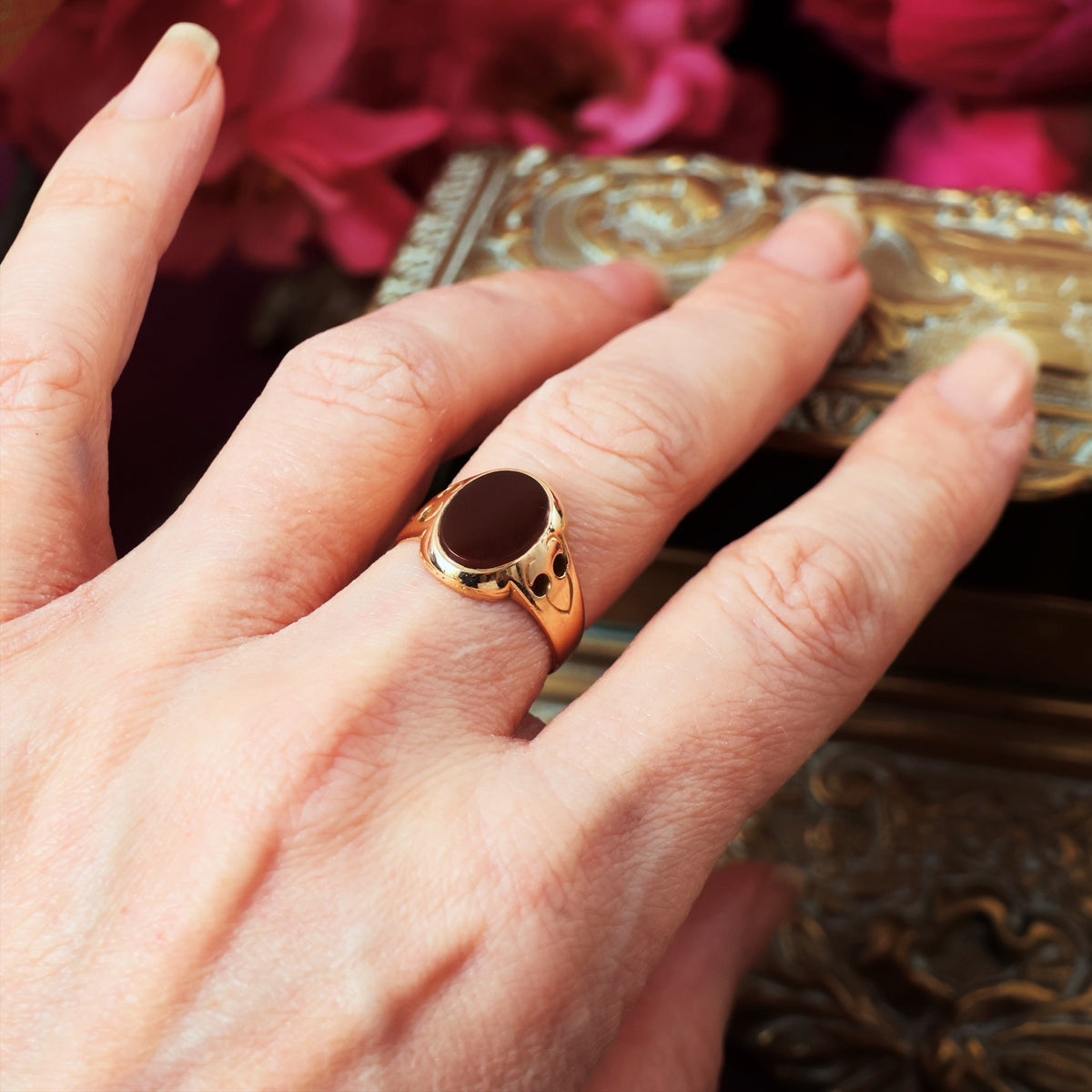 Date 1867 Carnelian 15ct Gold Signet Ring