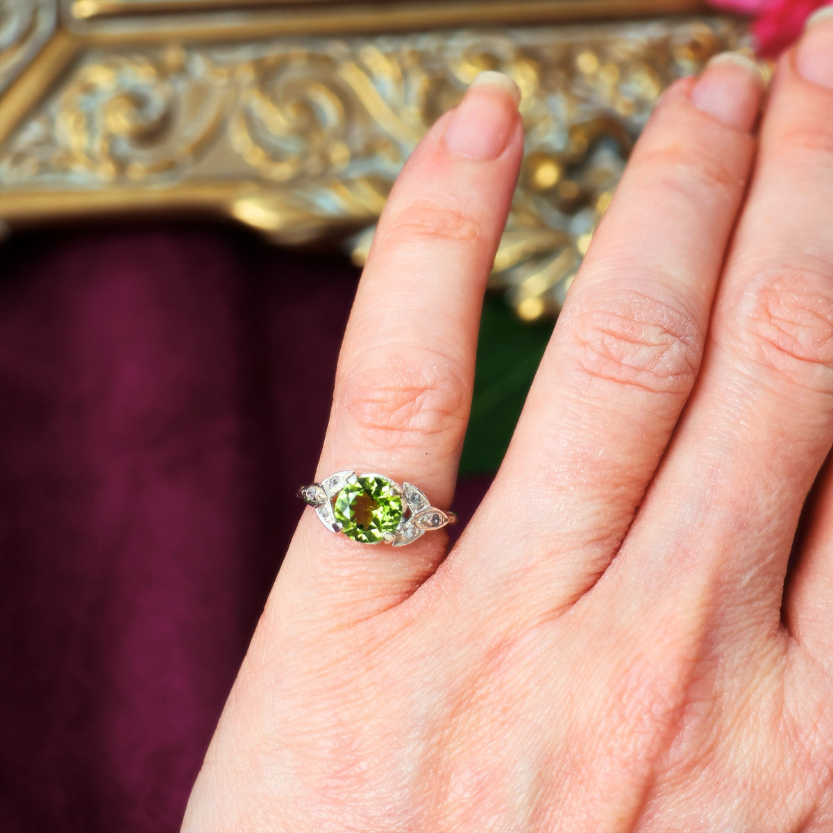 Vintage Peridot & Rose Cut Diamond Ring