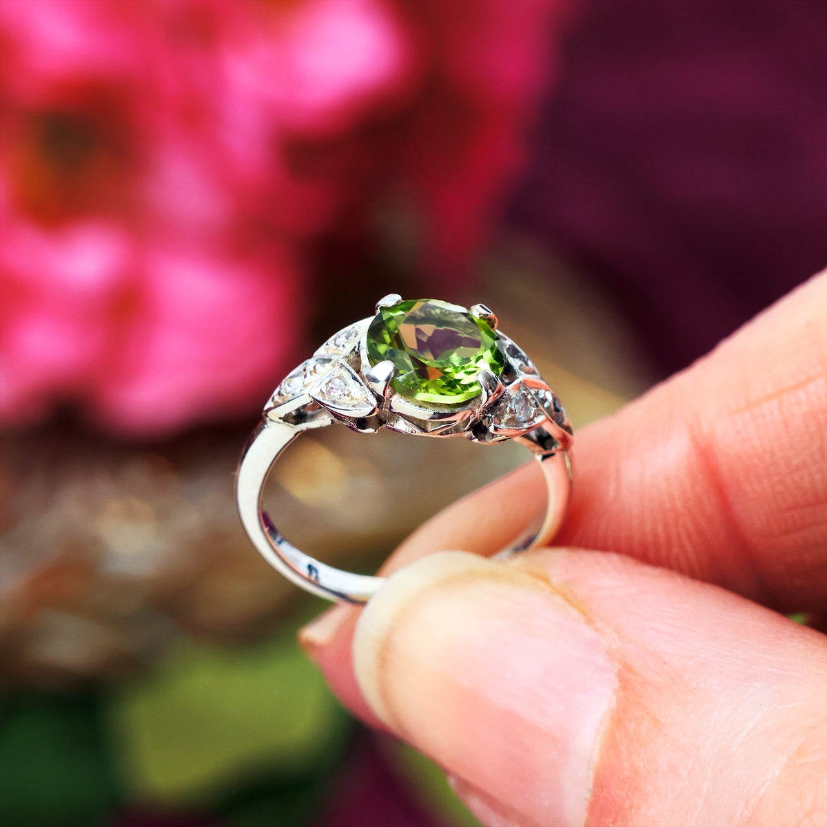 Vintage Peridot & Rose Cut Diamond Ring