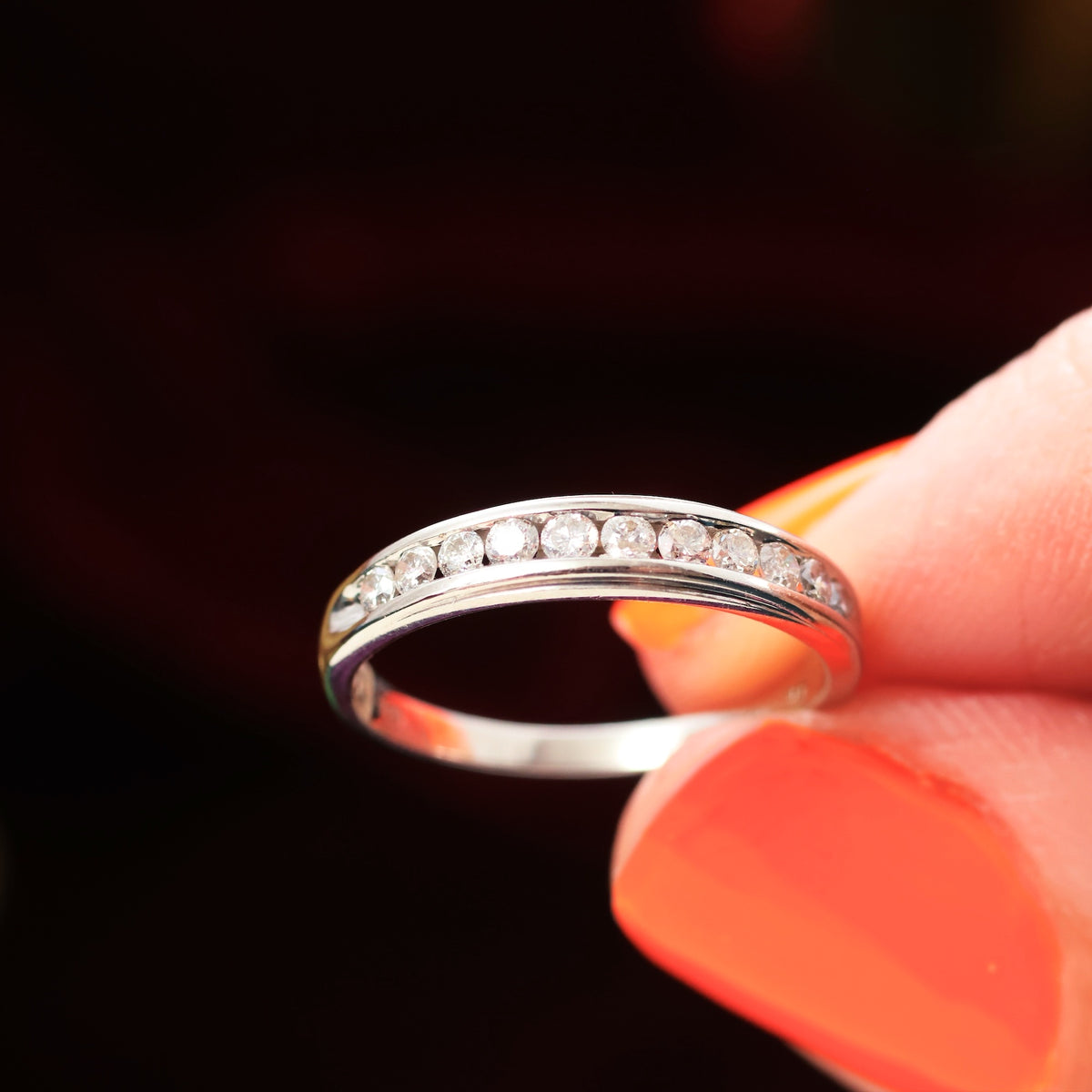 A Petite 9ct White Gold Diamond Half Eternity Band