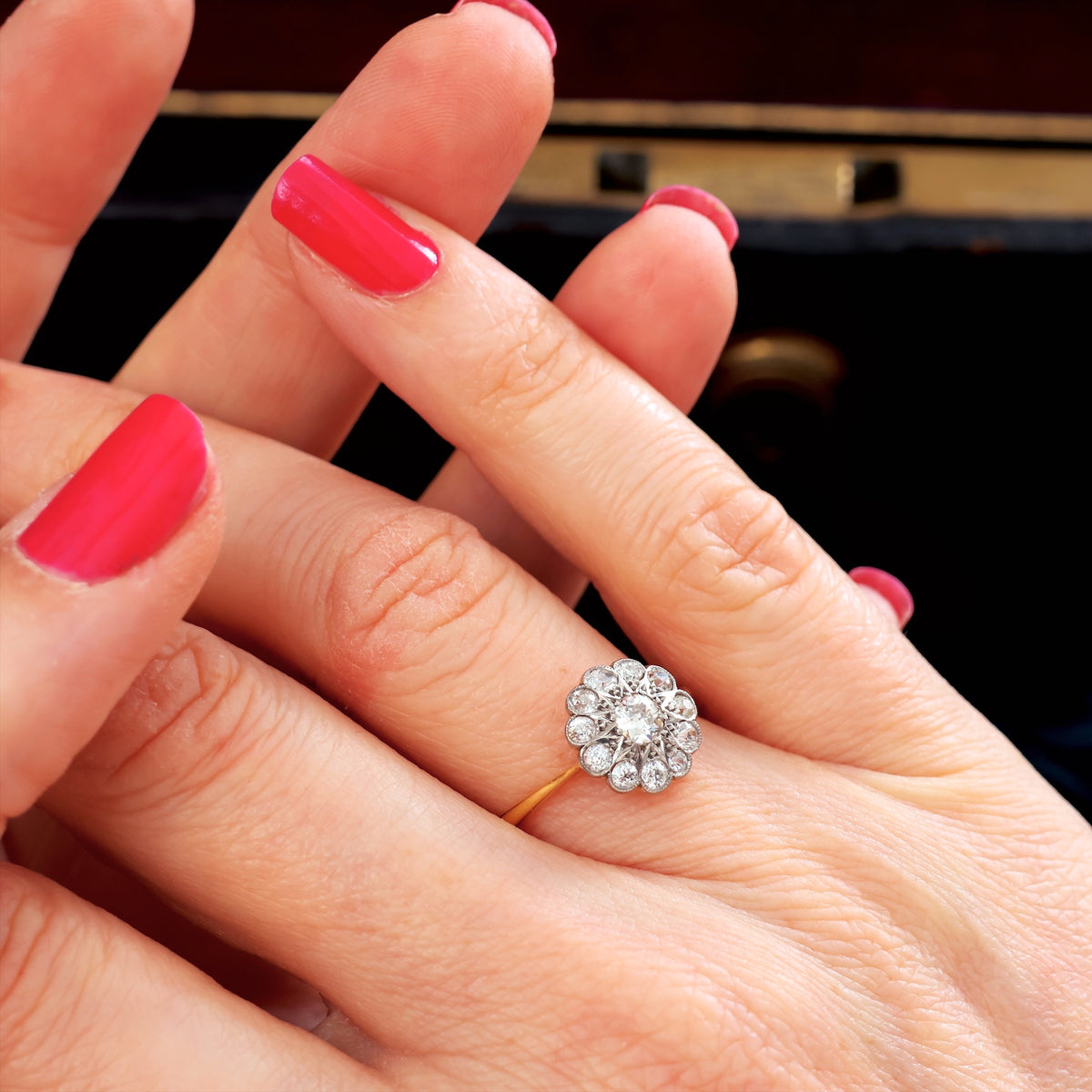 Charismatic Sparkle! Vintage Diamond Cluster Engagement Ring