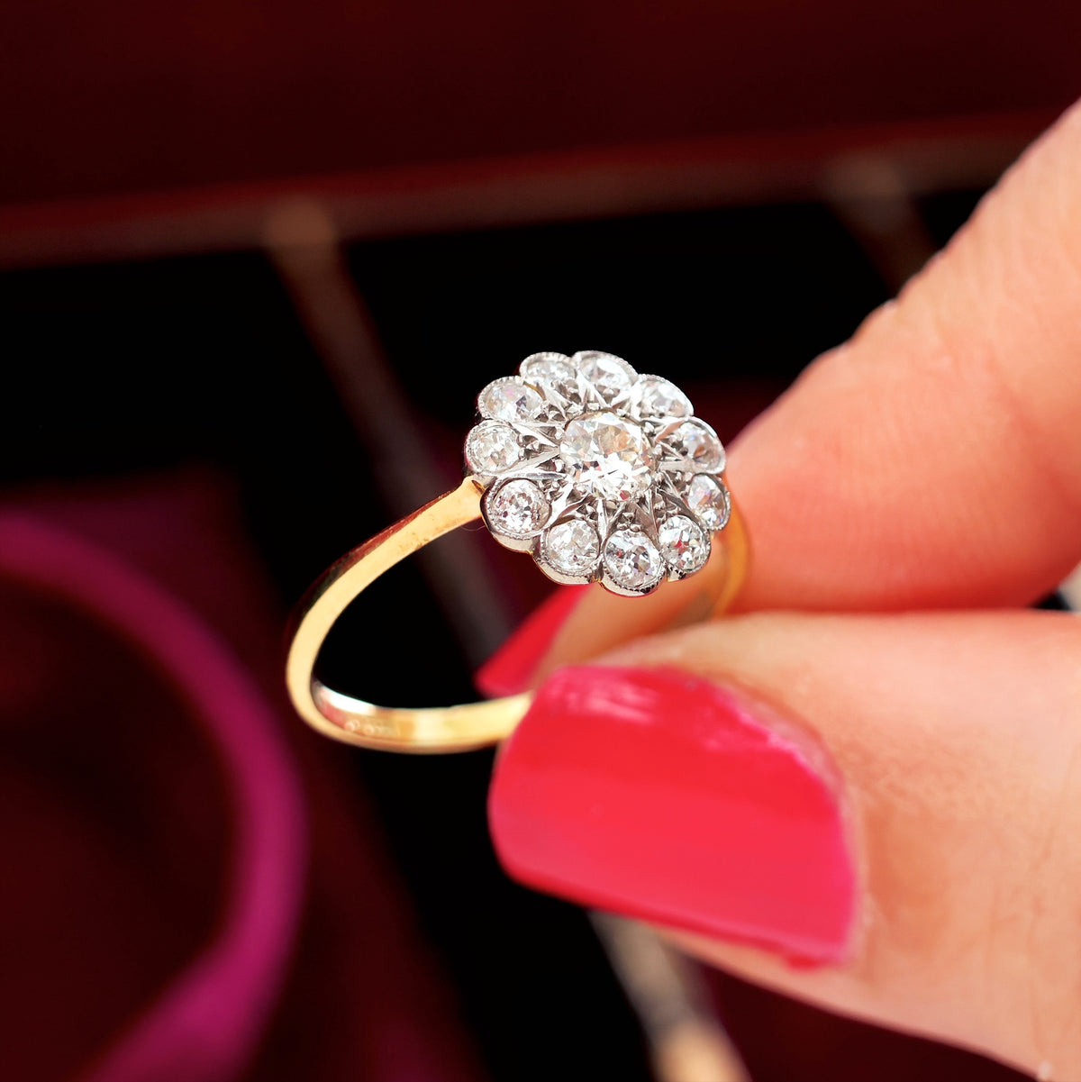 Charismatic Sparkle! Vintage Diamond Cluster Engagement Ring