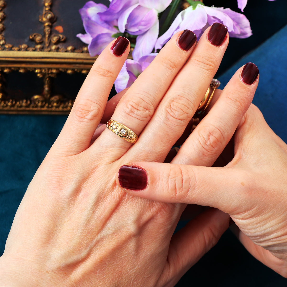 Adorable Antique Hand Cut Diamond Band Ring