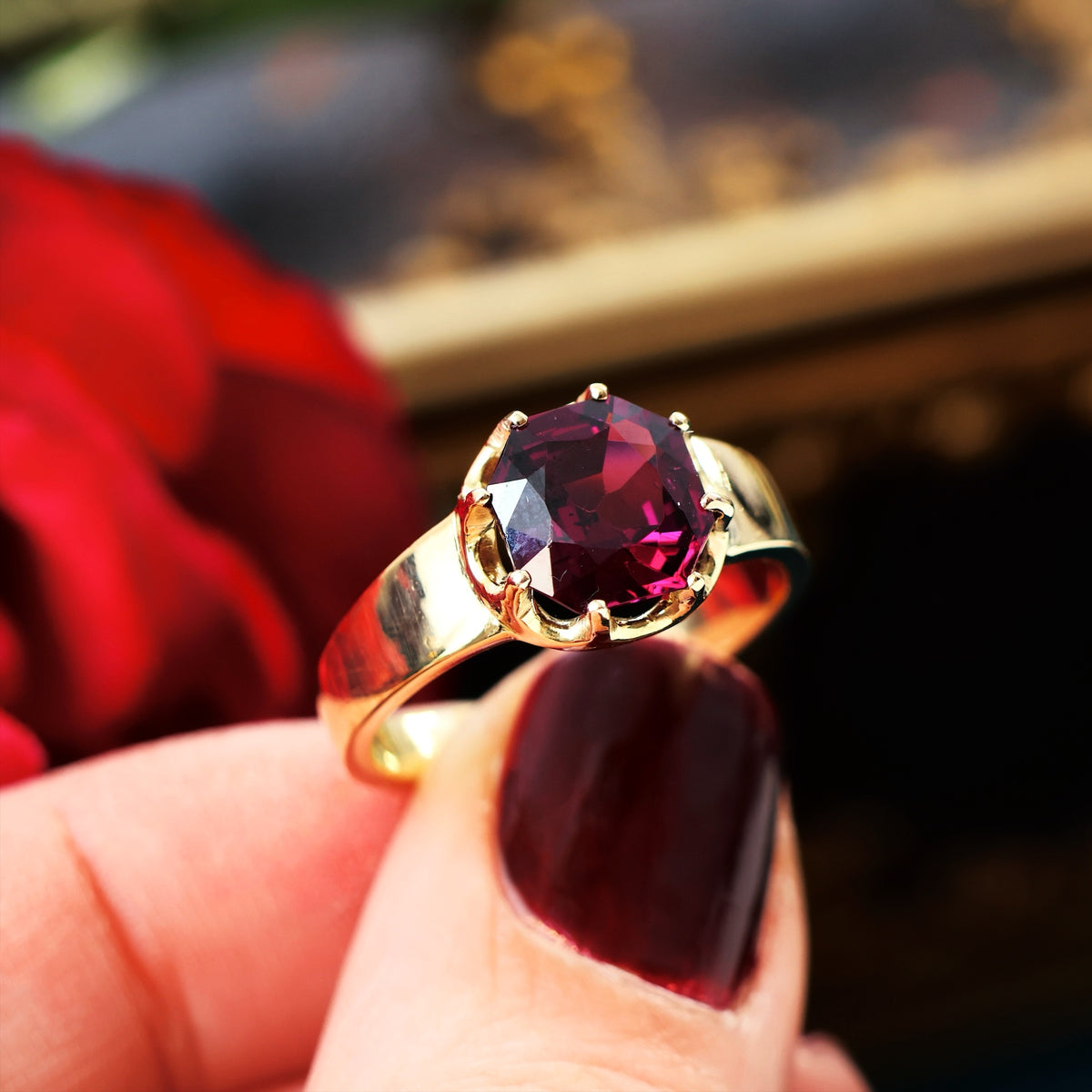 Fascinating Vintage Almandine Garnet Ring