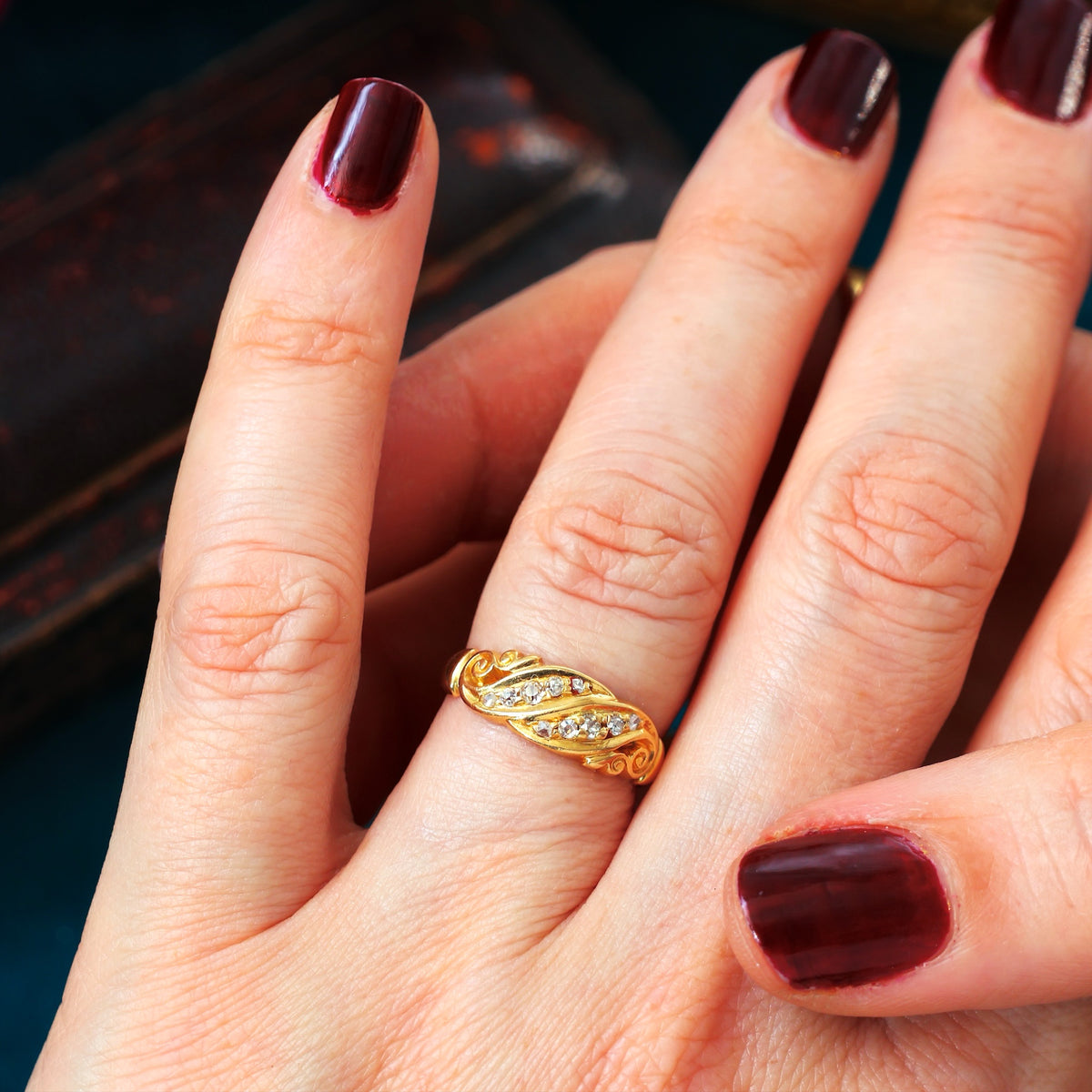 Antique Date 1908 Diamond Floralesque Band Ring