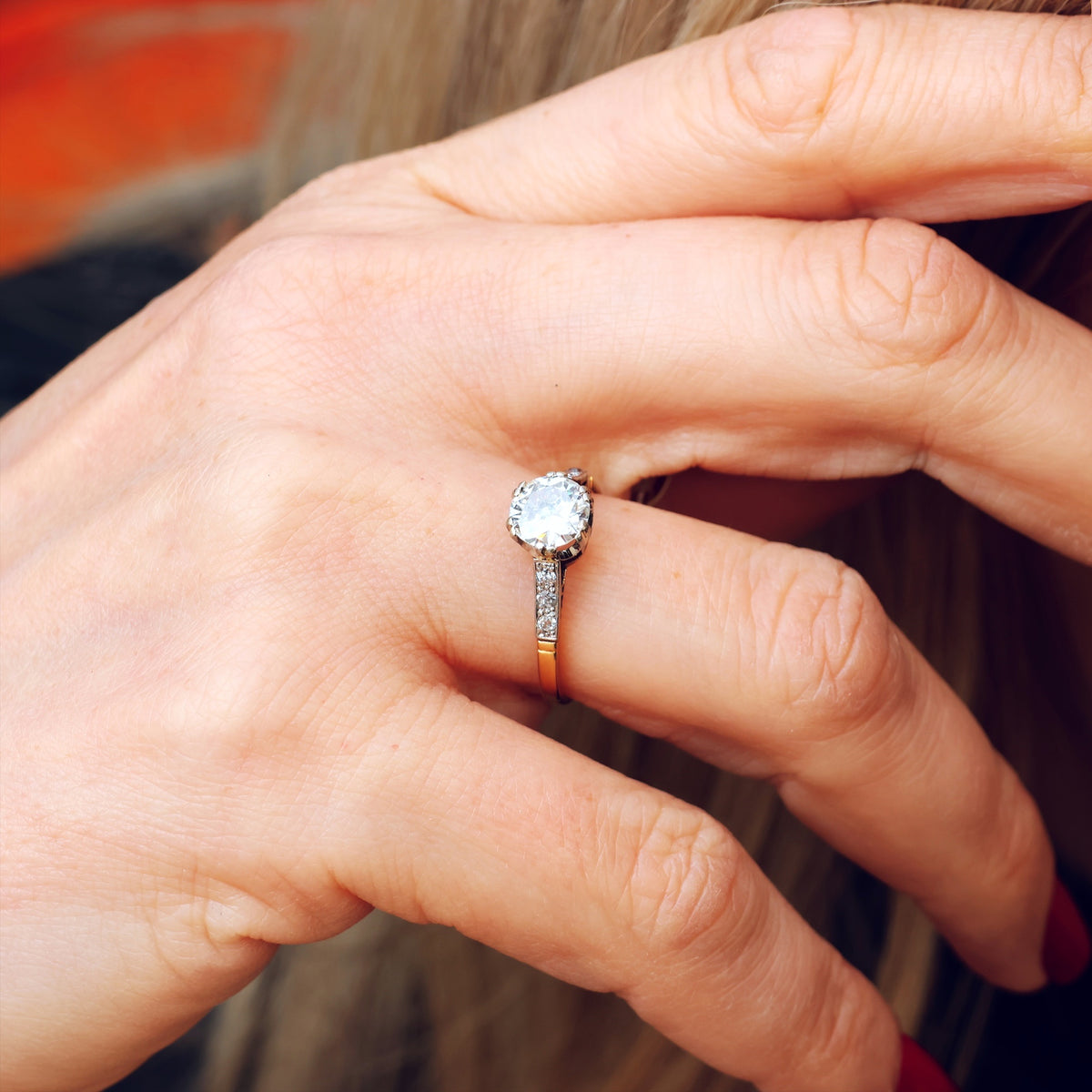 Date 1936 One Carat Vintage Diamond Engagement Ring