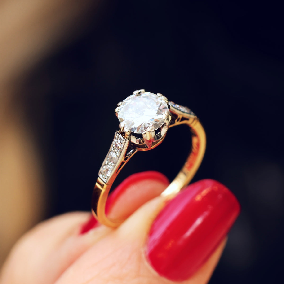 Date 1936 One Carat Vintage Diamond Engagement Ring