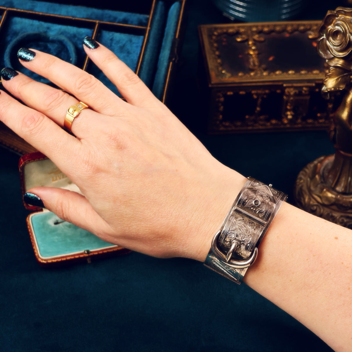 Beautiful Antique Date 1886 Silver Bangle