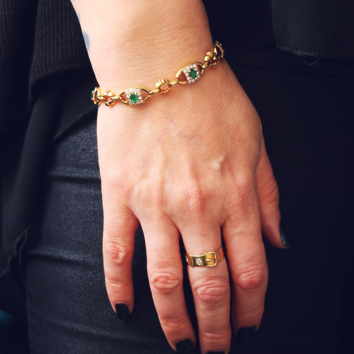 Sublime Quality Vintage Emerald & Diamond Bracelet