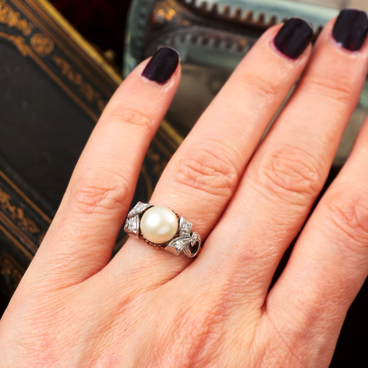 A Sensational Vintage Art Deco Pearl & Diamond Ring