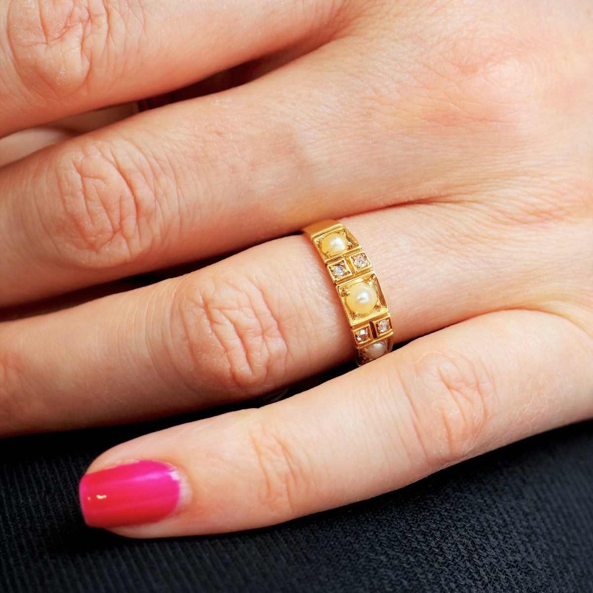 Antique Victorian Diamond & Pearl Ring