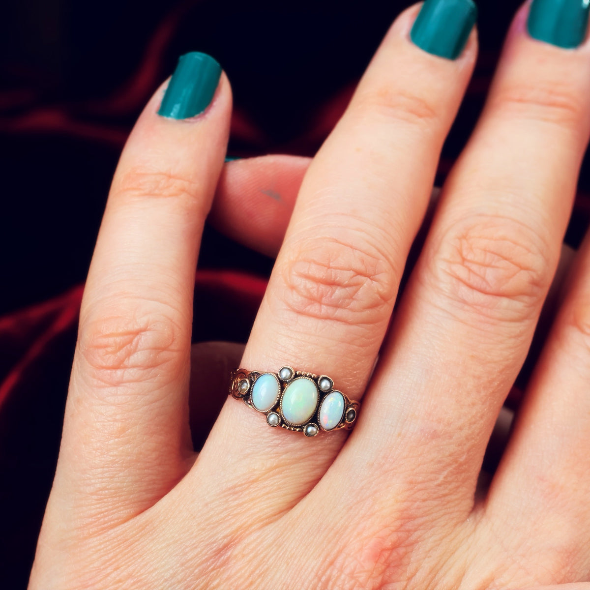 Antique Victorian Opal & Seed Pearl Ring