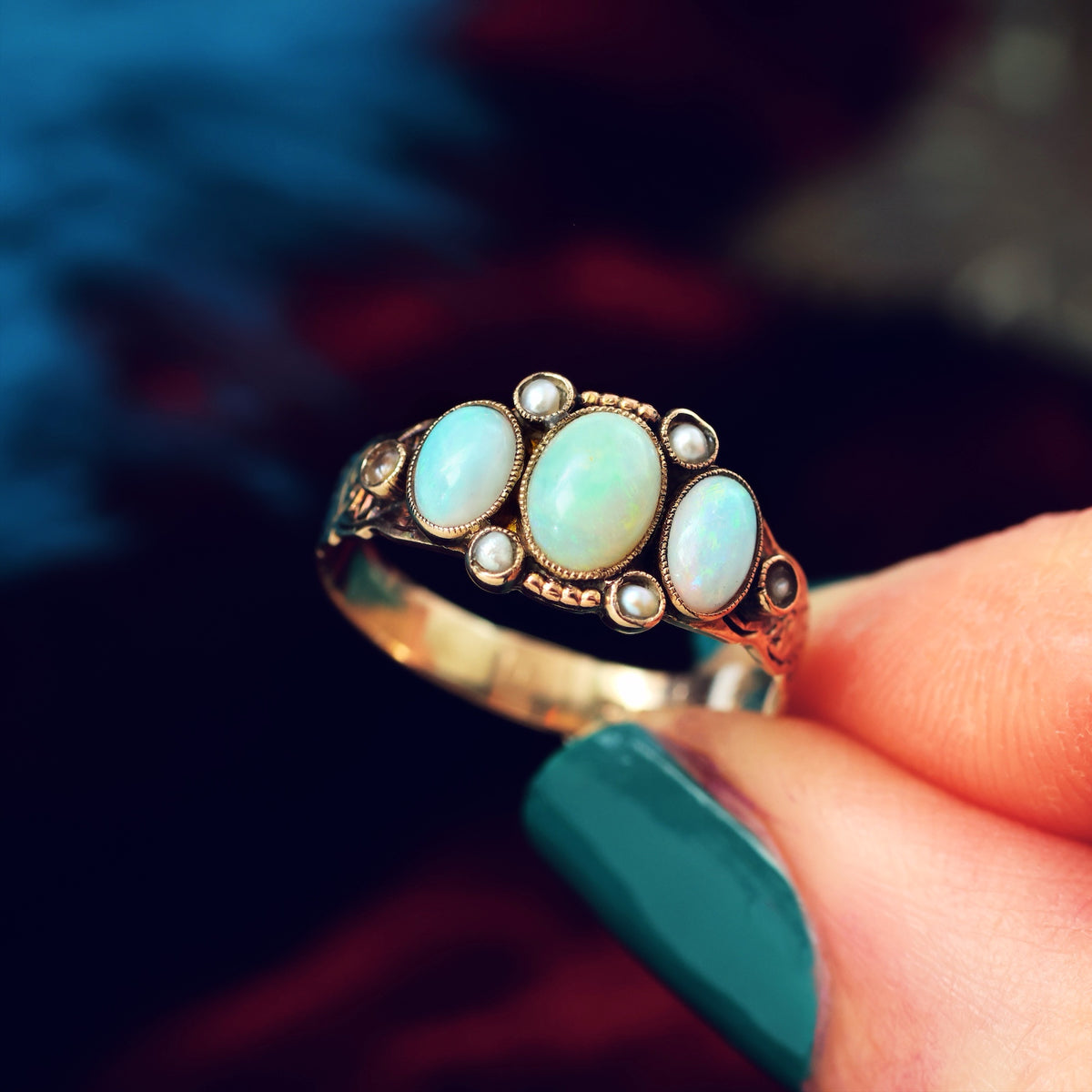 Antique Victorian Opal & Seed Pearl Ring