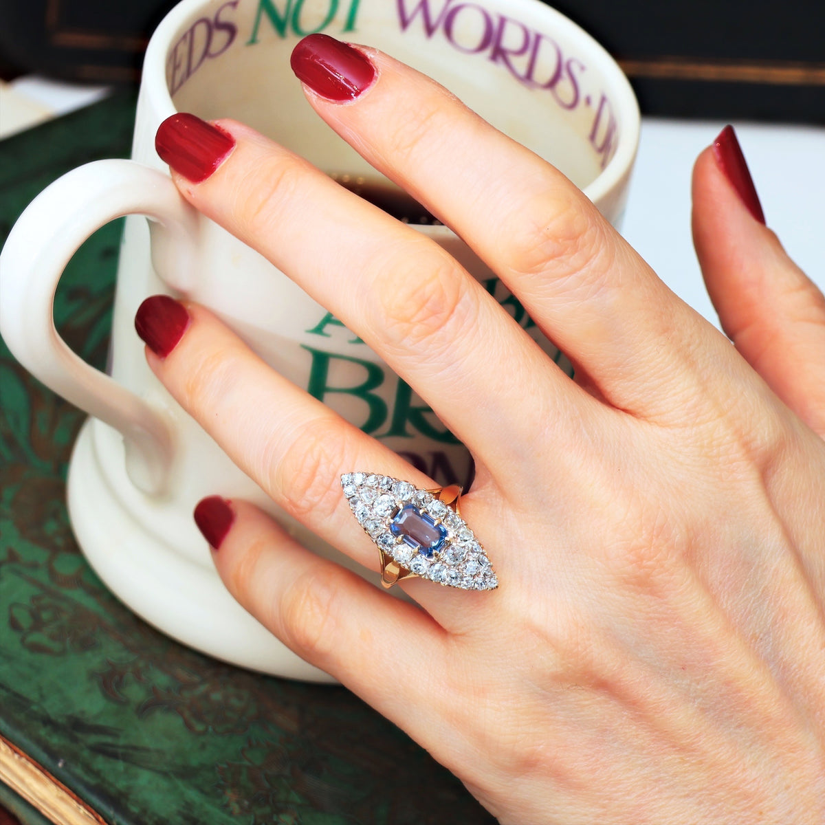 OH My Goodness!! Mesmerising Marvellous Marquise Sapphire & Diamond Ring